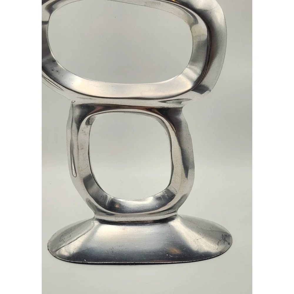 Modernist Candle Holders Brutalist Aluminum Armelent Sculptural Mid Century Pair